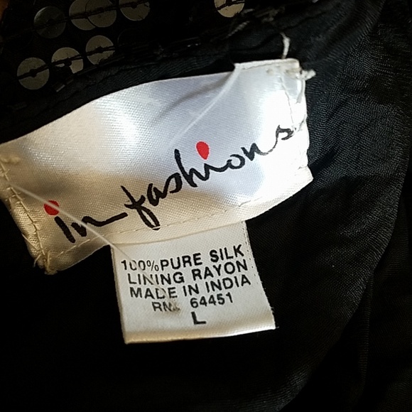 In fashion pure silk sequin shirt. Size large - Picture 7 of 8